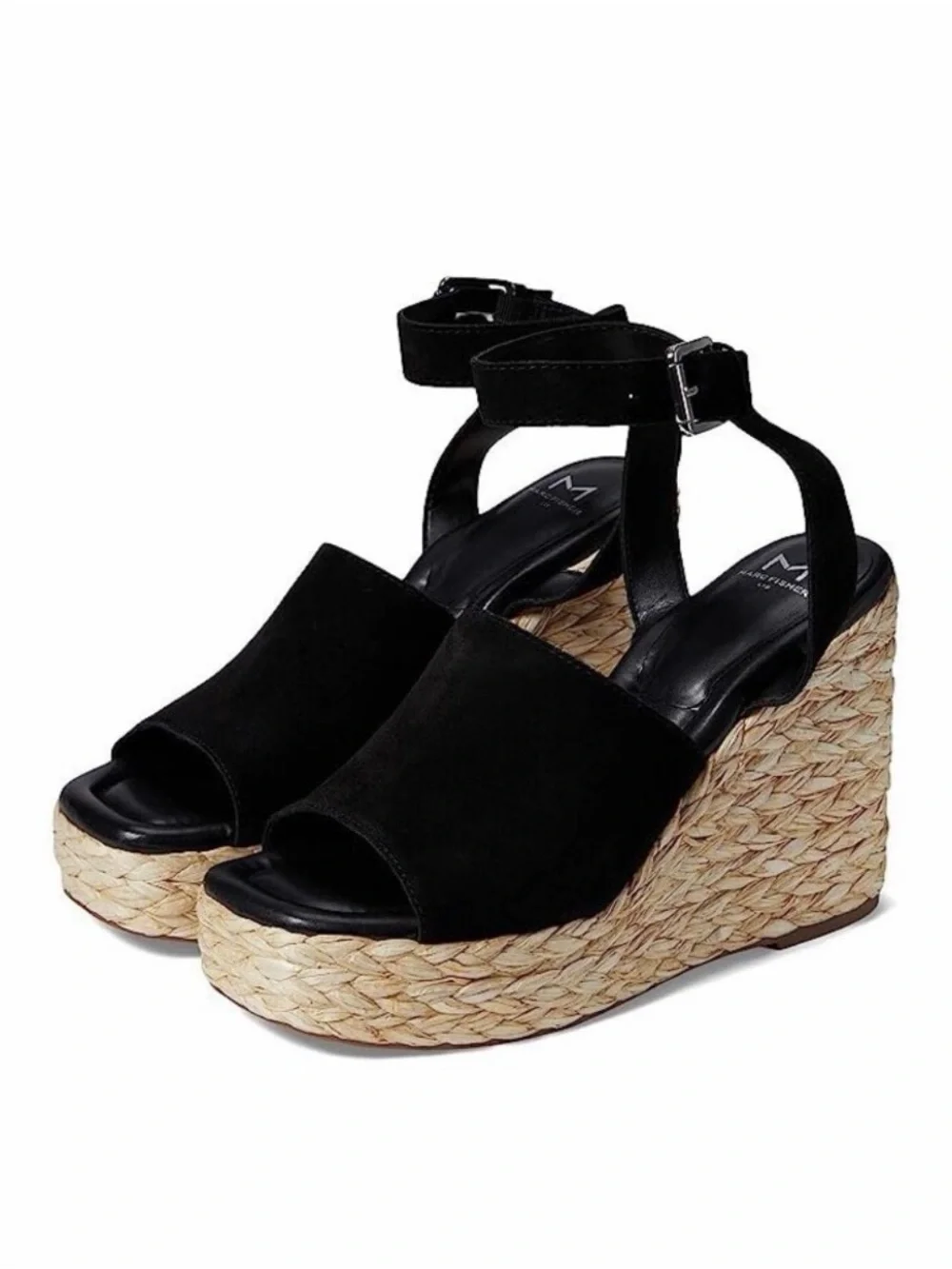 Marc Fisher Black Espadrille Wedges with Ankle Strap